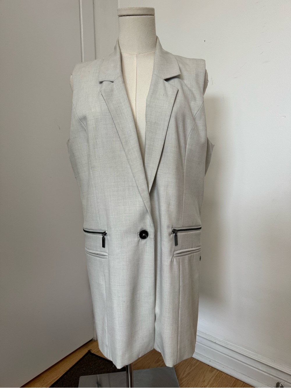 Garcia Jeans Gray Sleeveless Long Tailored Vest